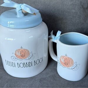 Rae Dunn Bibbidi Bobbidi Boo Canister and Mug Set - White and Blue